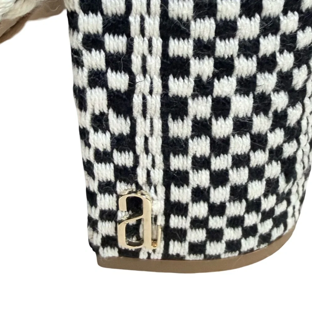 Antolina Women's Black and White Woven Block Heel Slide Sandals Size 38.5 - Picture 5 of 10
